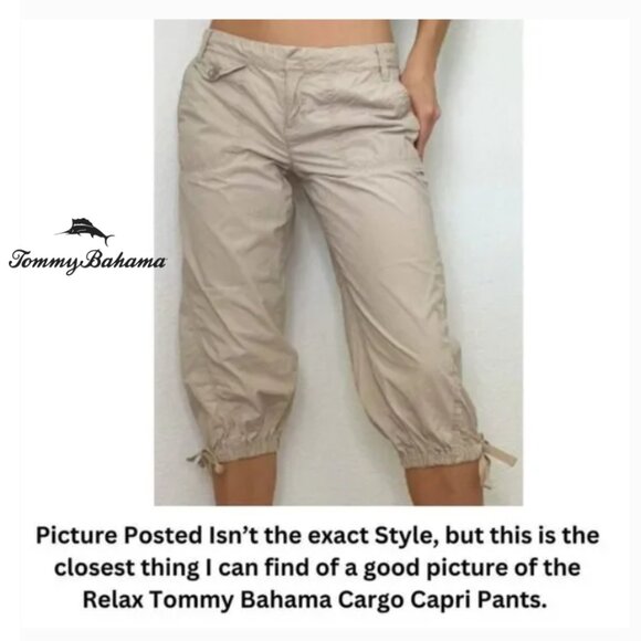 Tommy Bahama  Relax Cargo Capri Pants Khaki (with faint stain at front) - Picture 1 of 14